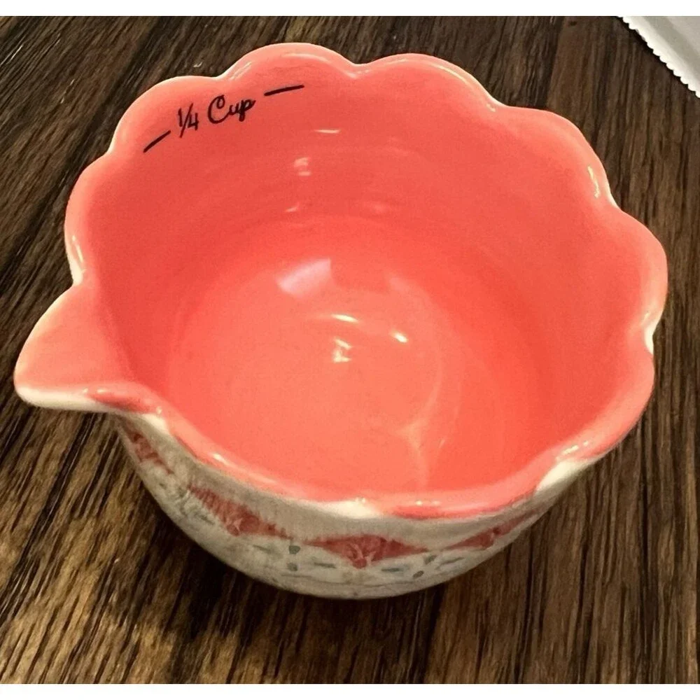 Pioneer Woman Measuring Cup Bowls Set of 4 Stoneware Stacking Floral color